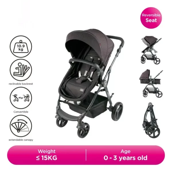 3-in-1 Convertible-2 Sweet Cherry 3-in-1 Convertible Baby Stroller with Baby Carrier Car Seat GL600 Vetro S Travelling System